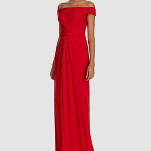 Adrianna Papell Womens Pleated Pintuck Formal Dress Spiced Apple Size 4